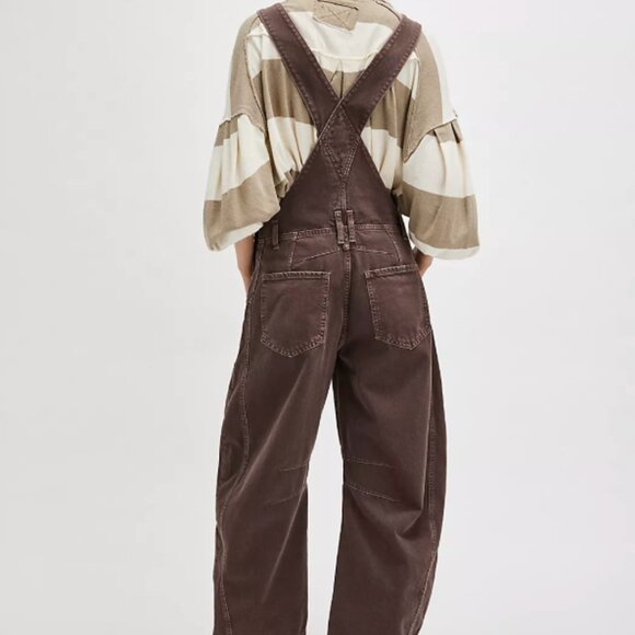 We The Free Good Luck Barrel Overalls - Chocolate Mousse XL - Picture 2 of 2